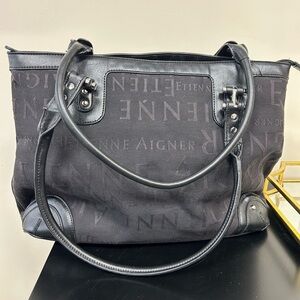 Etienne Aigner Black Logo Tote Bag